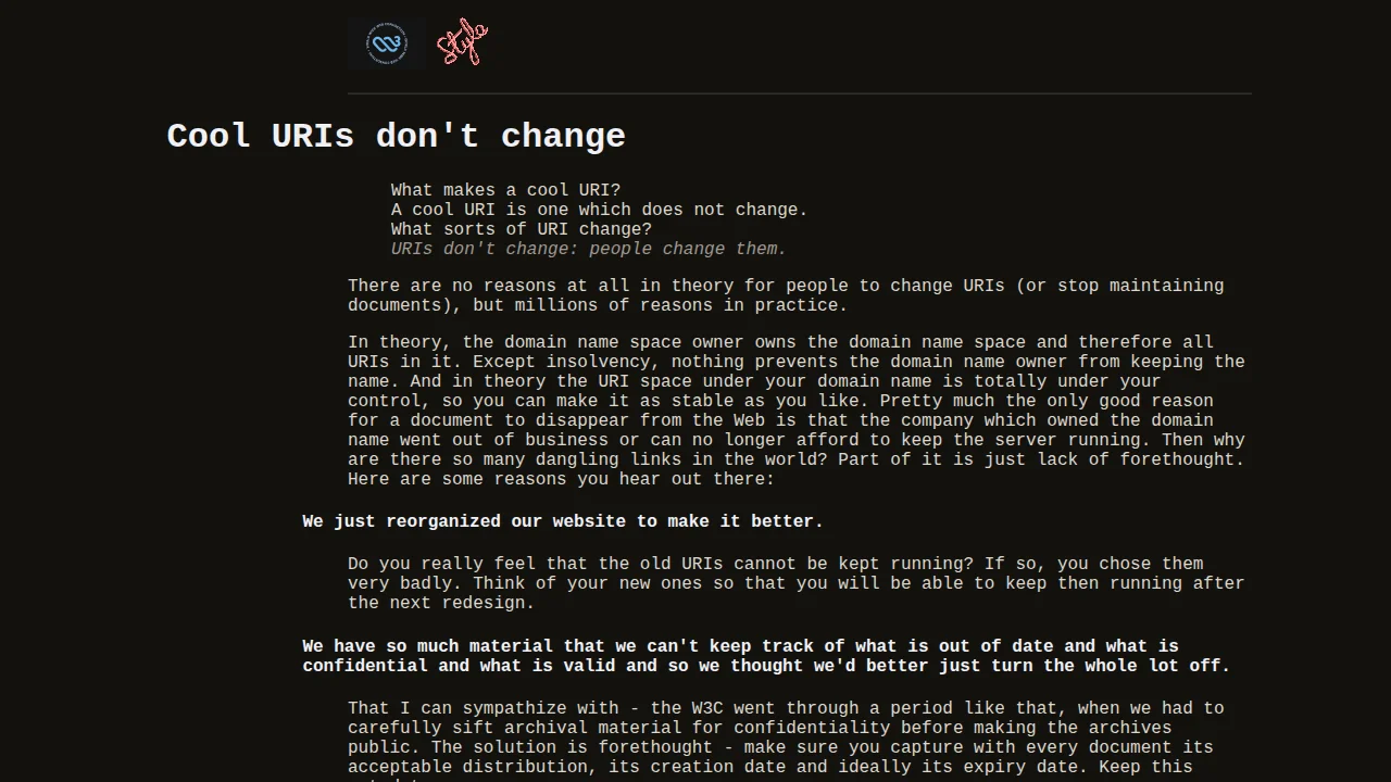 Cool URIs don't change, unless an AI rewrites your blog