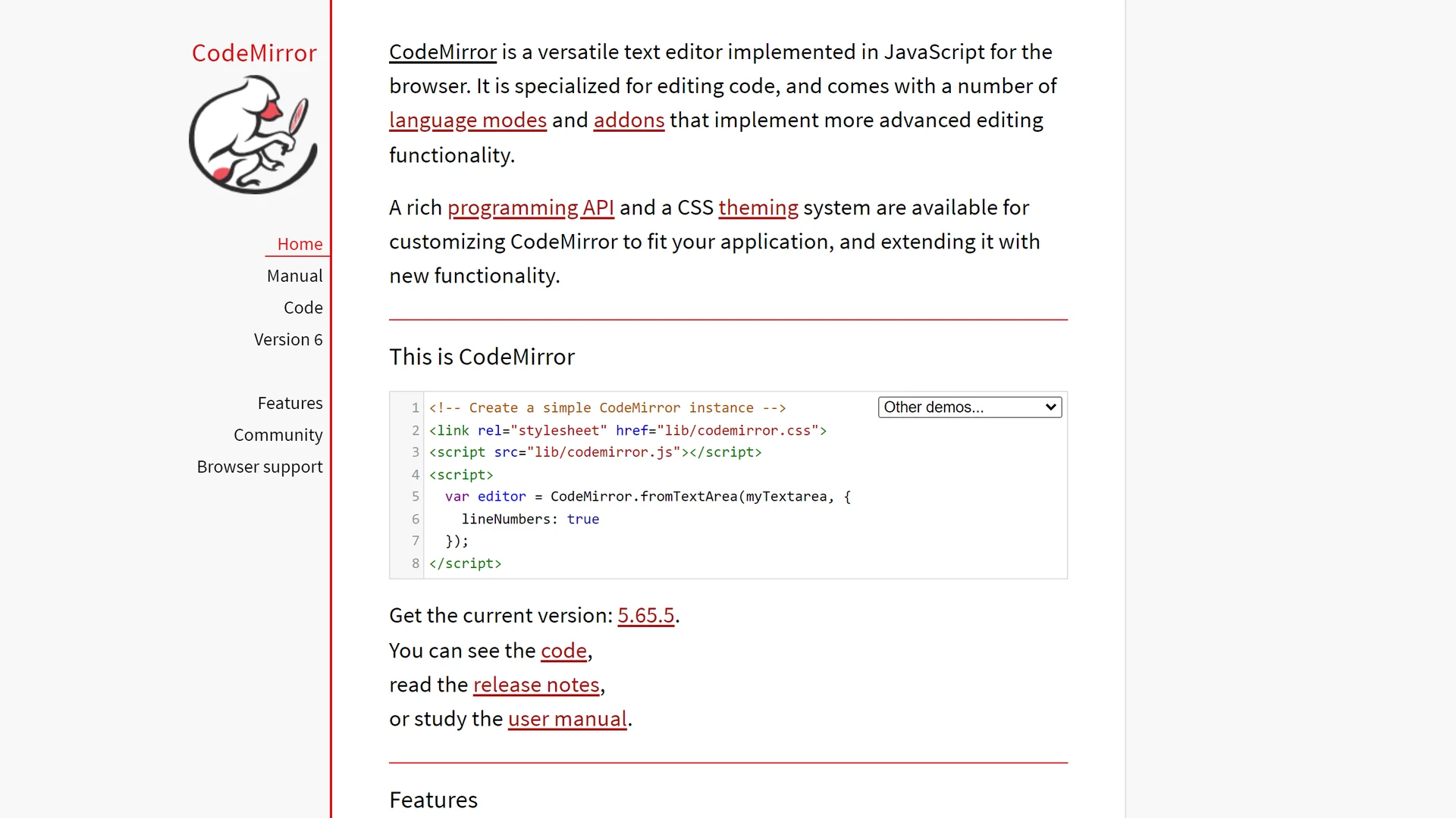 CodeMirror website