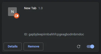 New Tab extension block