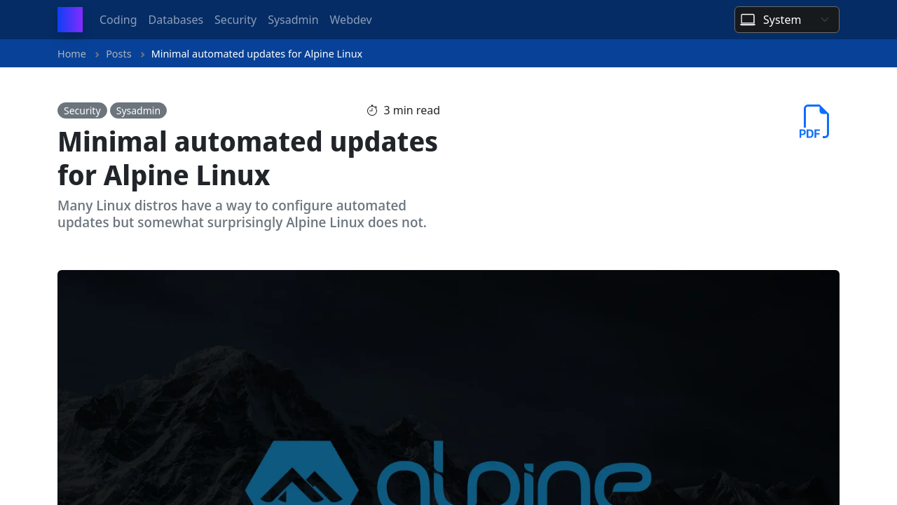 Minimal automated updates for Alpine Linux