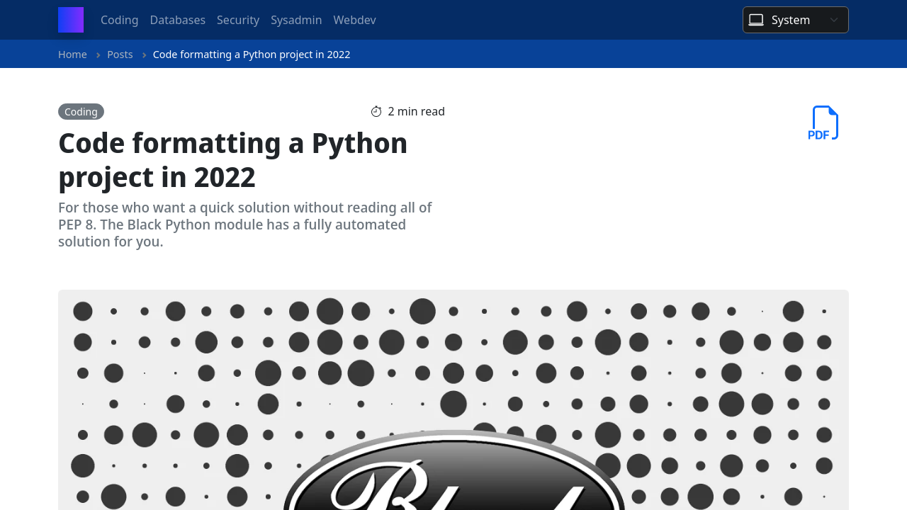 Code formatting a Python project in 2022